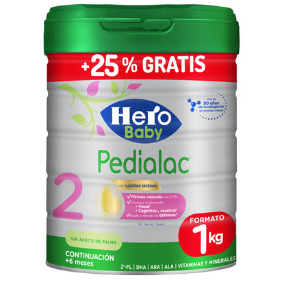 Hero Baby Pedialac Leche Continuación 2 800 gr 25 GRATIS Atida