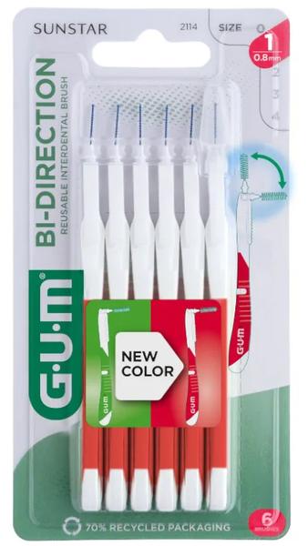 Gum Rojos Cepillos Interdentales Bi-Direction 0,8Mm 6 Uds
