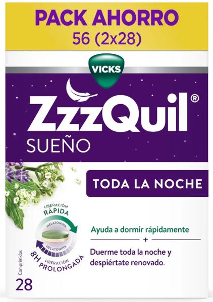 ZzzQuil Sueño Toda la Noche con Melatonina 2x28 Comprimidos