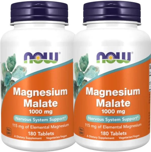 Now Foods Malato de Magnesio 1000mg 2x180 Tabletas