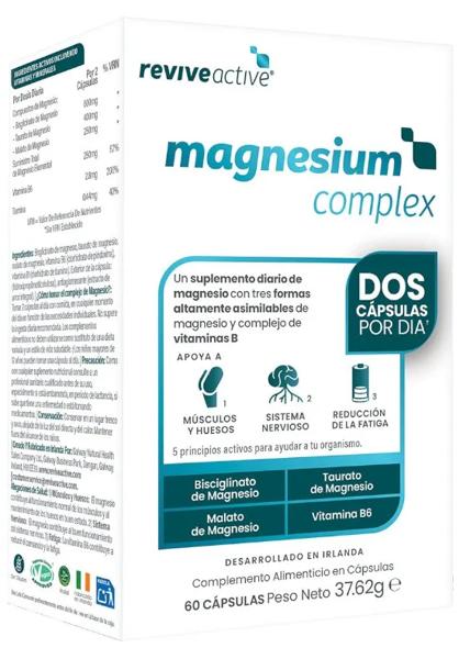 Revive Active Tri-Magnesio Complex + B6 60 Cápsulas