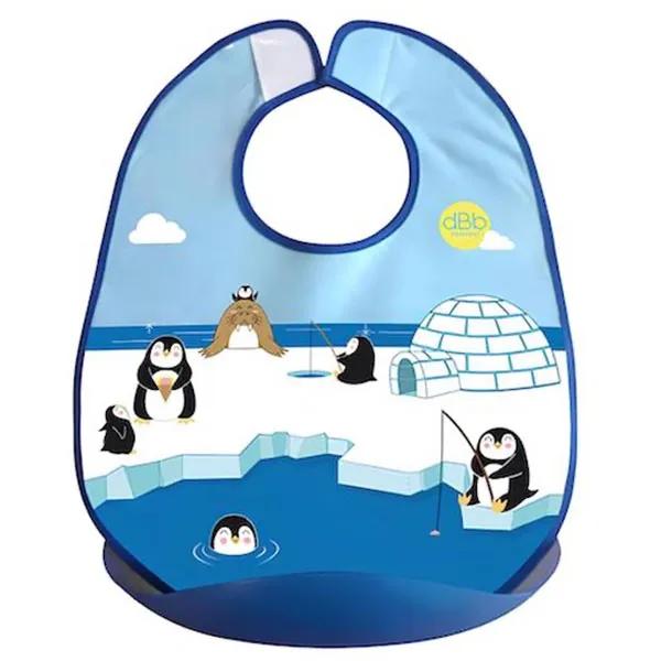 Bavoir Bébé Ramasse tout Poche Ramasse miettes Amovible Motif Pingouin 2