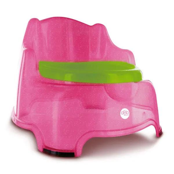 Fauteuil Pot Bébé 3en1 Fauteuil Pot et Marchepied Coloris Rose pailleté