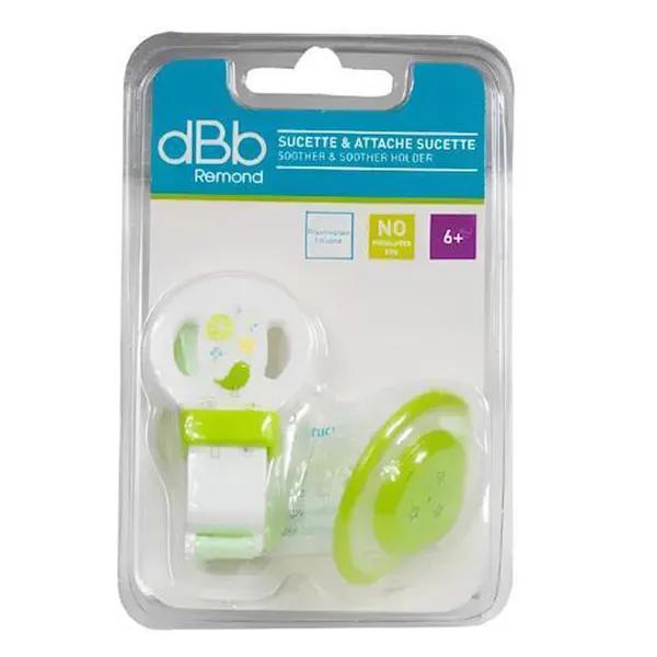 Sucette Physiologique Silicone 2ème âge + Attache Sucette Coloris Vert