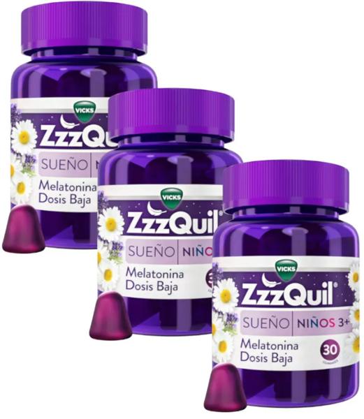 ZzzQuil Sueño Melatonina para Dormir Niños +3 Años 3x30 Gummies