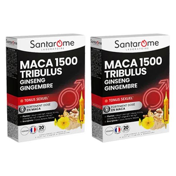 Santarome Maca 1500 Tribulus Ginseng Gingembre Lot de 2 x 20 ampoules