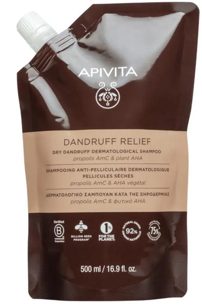 Apivita Dandruff Relief Dry Dandruff Dermatological Shampoo Champú Anticaspa Para Cuero Cabelludo Seco Con Picores Refill 500 Ml - Imagen 3