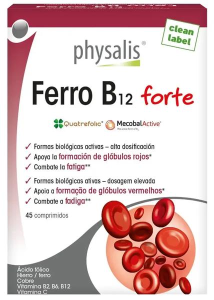 Physalis Rojos Hierro + B12 Forte 45 Comprimidos - Imagen 2