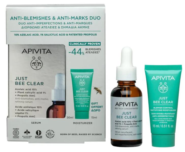 Apivita Crema Sérum Just Bee Clear 30 Ml + Anti-Imperfecciones 15 Ml