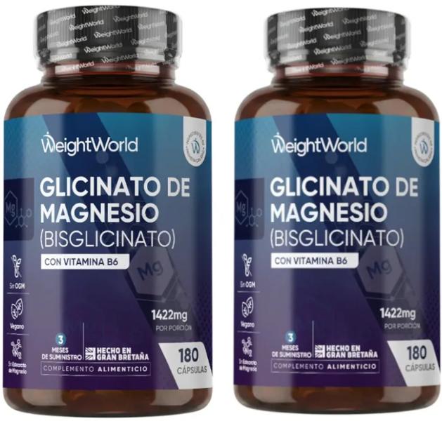 WeightWorld Citrato de Magnesio (Bisglicinato) 1422mg 2x180 Cápsulas