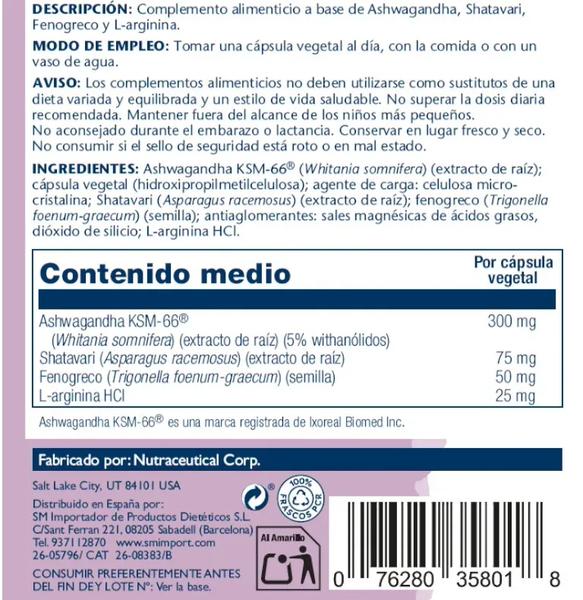 Solaray Ksm66 Plus Ashwagandha 60 Vegcaps - Imagen 2