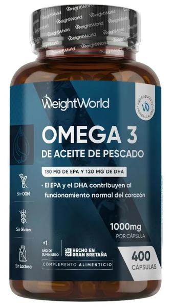 WeightWorld Omega 3 de Aceite de Pescado 1000mg 400 Cápsulas