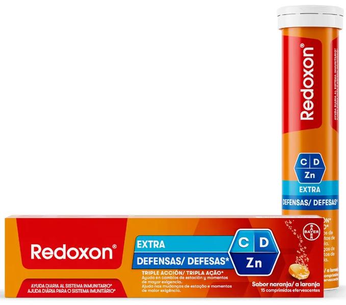 Redoxon Extra Defensas Vitamina C, D y Zinc 15 Comprimidos Efervescentes Naranja