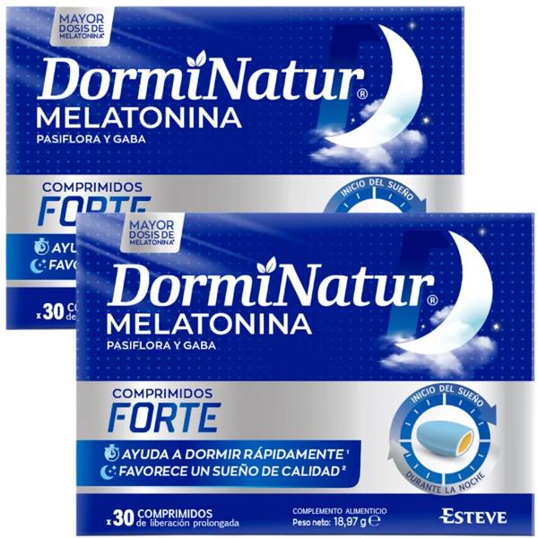 DormiNatur Forte Melatonina, Pasiflora y Gaba 2x30 Comprimidos