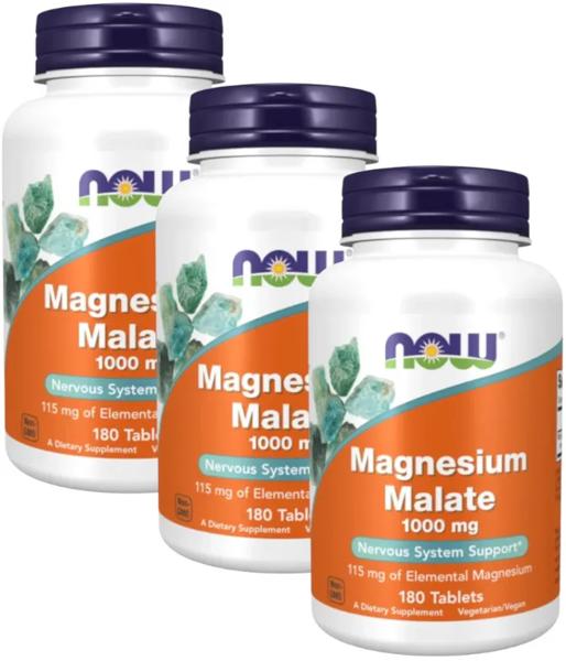 Now Foods Malato de Magnesio 1000mg 3x180 Tabletas