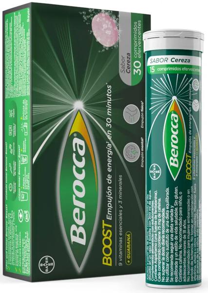Berocca Boost Magnesio, Vitaminas y Minerales con Guaraná 30 Comprimidos Efervescentes
