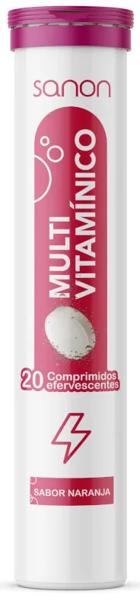 Sanon Multivitaminas y Minerales Sabor Naranja 20 Comprimidos Efervescentes