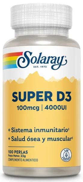 Solaray Super D3 - 4000 Ui 100 Perlas - Imagen 3