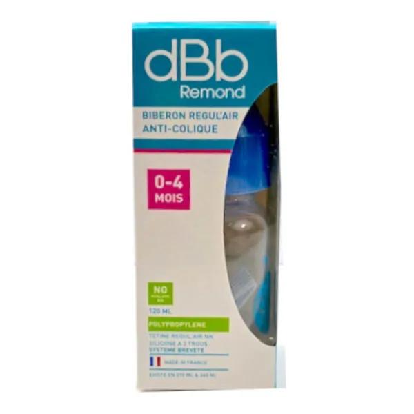 DBB REMOND  Biberon en polypropyl&egrave;ne T&eacute;tine en silicone de 0 &agrave; 6 mois Coloris Bleu 120 ml 