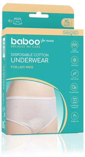 baboo braguitas postparto desechables 100 algodon talla xl 4 uds