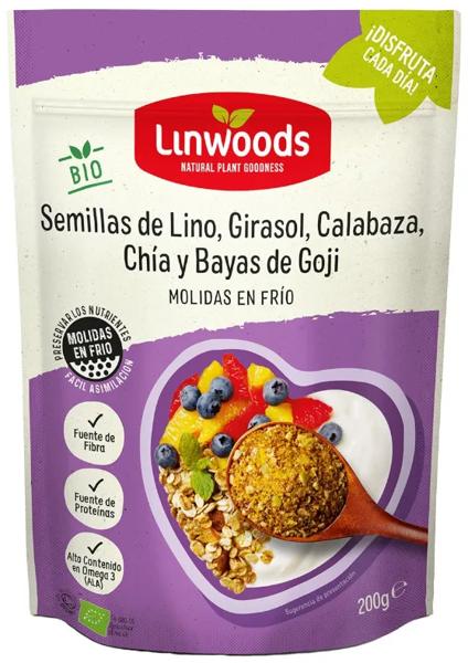 Linwoods Semillas Lino, Girasol, Calabaza, Chía y Bayas de Goji Molidas Bio 200 gr