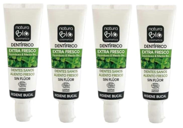 Naturabio Cosmetics Dentífrico Extra Fresco Sin Flúor Equinacea y Menta BIO 4x25 ml