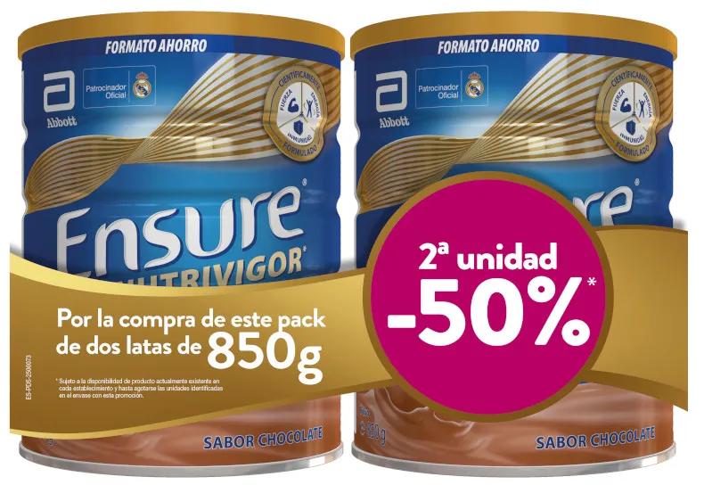 Ensure Duplo Nutrivigor Sabor Chocolate 2X850 G 1700 G - Imagen 3