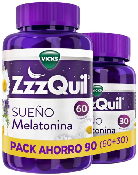 ZzzQuil Sueño Melatonina 1mg Dormir Frutos del Bosque 30+60 Gummies