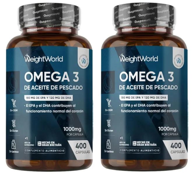 WeightWorld Omega 3 de Aceite de Pescado 1000mg 2x400 Cápsulas