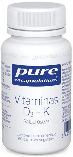 Pure Encapsulations 10 X Vitaminas D3 + K (Salud Ósea) 60 Cápsulas Vegetales - Imagen 4