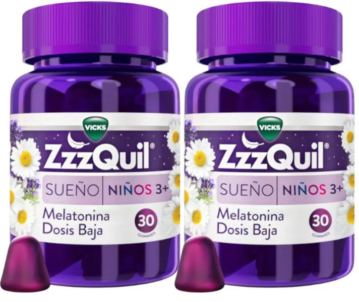 ZzzQuil Sueño Melatonina para Dormir Niños +3 Años 2x30 Gummies