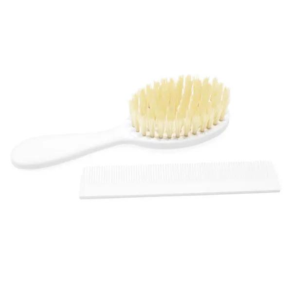 Brosse et Peigne pour Bébé Brosse à poils en Soie Naturelle Coloris Blanc