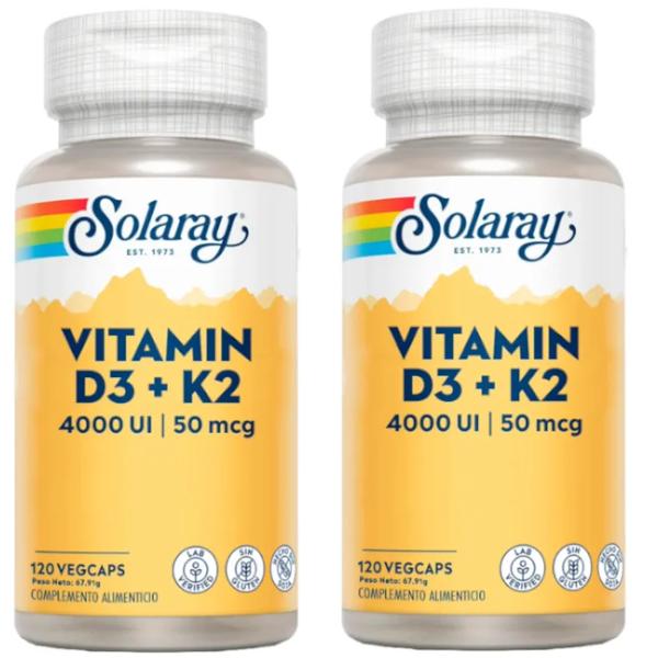 Solaray Vitamina D3 & K2 2x120 Cápsulas Vegetales