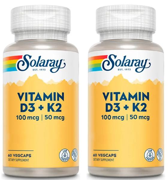 Solaray Vitamina D3 y K2 (MK7) 2x60 Cápsulas Vegetales