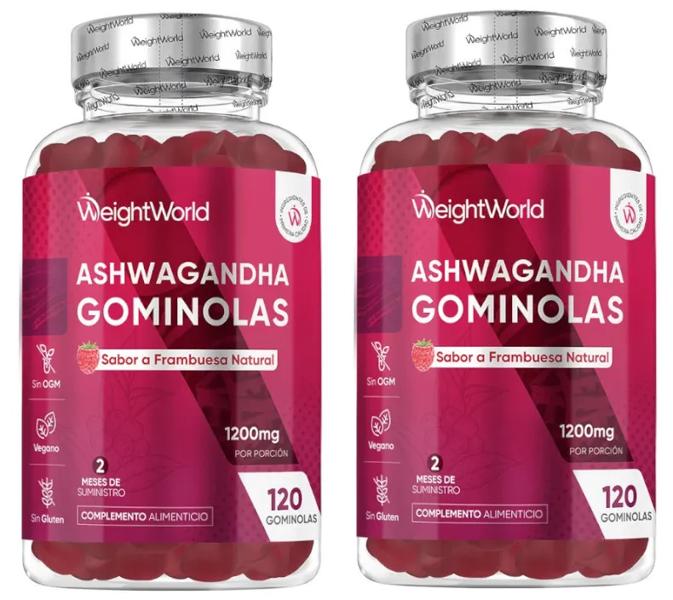 WeightWorld Ashwagandha 1200mg Sabor Frambuesa 2x120 Gominolas