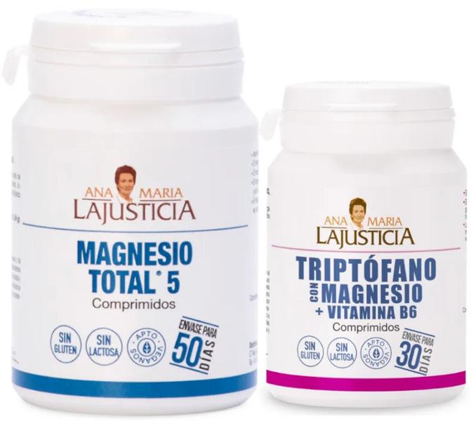 Ana Maria Lajusticia Magnesio Total 5 100 Comprimidos + Triptófano, Magnesio y Vitamina B6 60 Comprimidos