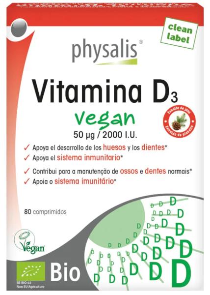 Physalis Vitamina D3 Vegan 80 Comprimidos