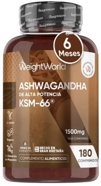 Weight World Ashwagandha Ksm-66 Alta Potencia 180 Comprimidos - Imagen 3