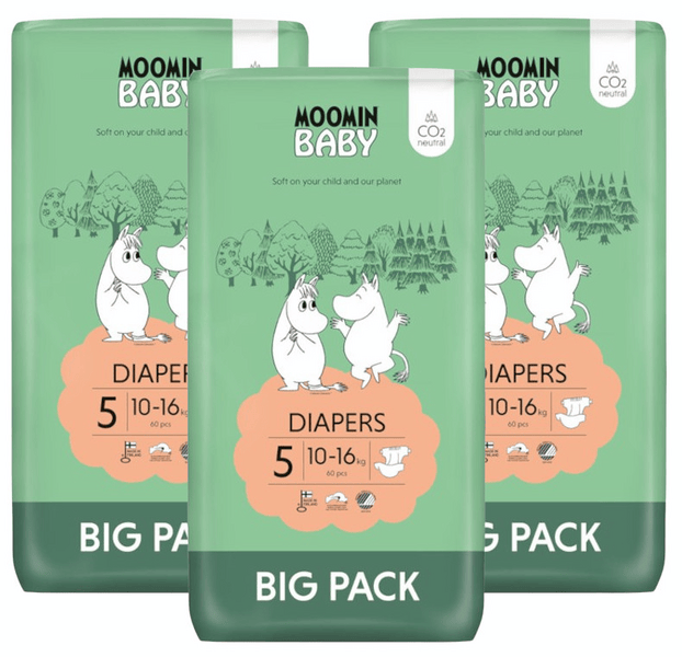 Moomin Baby Pañales Talla 5 (10-16 Kg) 3x60 uds