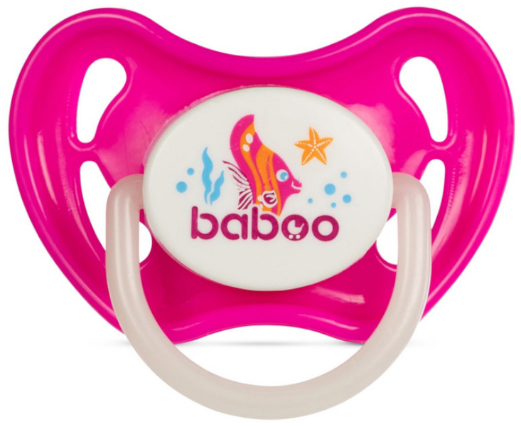 Baboo Chupete Simétrico De Silicona Glow In The Dark Sea Life Rosa +6m