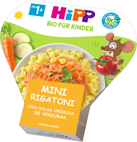 HiPP Mini Rigatoni Con Salsa Cremosa De Verduras +12m BIO 250 Gr