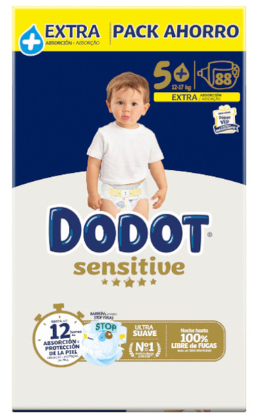 Dodot Pañales Sensitive T5+ (12-17 Kg) 88 Uds