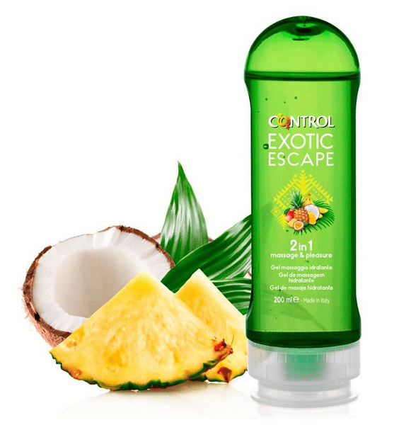 Gel de masaje Control Exotic Escape 200 ml aroma frutal hidratante natural - Imagen 4