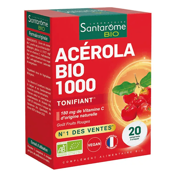 Acérola Bio 1000 Vitamine C naturelle 20 comprimés à croquer 3