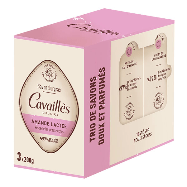 Cavailles Savon surgras Amande lactée 3X200gr 2