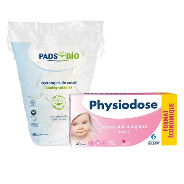 Lot Hygiène Bébé : Sérum Physiologique + Coton Bio
