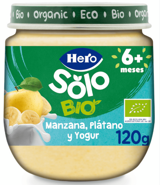 Hero Solo Bio Tarrito De Yogur, Manzana Y Plátano +6M 120 Gr