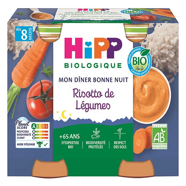 Bio Mon Dîner Bonne Nuit Bol Risotto de Légumes +8m 2 x 190g 2