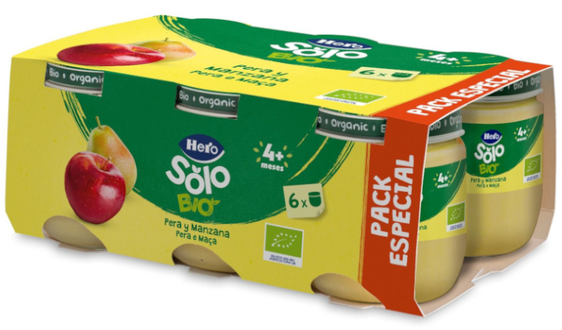 Hero Solo Tarritos De Pera Y Manzana ECO +4m 6x120 Gr