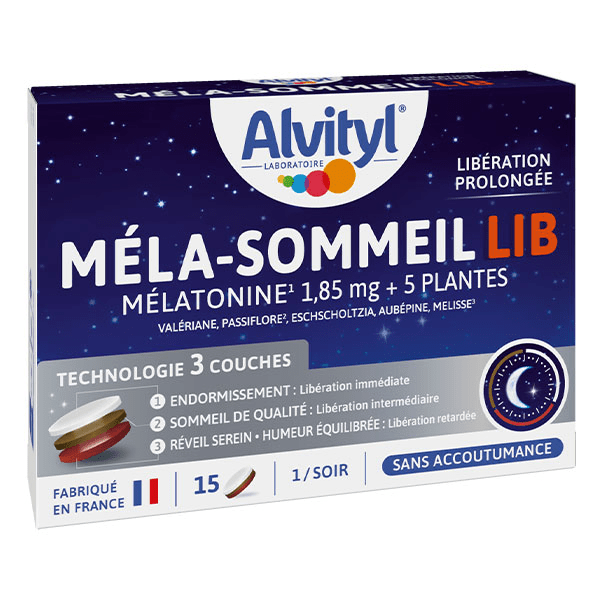 Mela-Sommeil LIB Mélatonine + 5 plantes dès 18 ans 15 comprimés 4